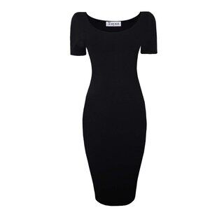 🍒 2/$20 🍒 Black Cotton A-line Scoop Neck Short Sleeve Dress sz Large